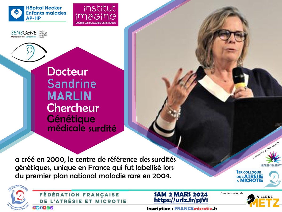 inscription au Colloque : urlz.fr/pjYi #Atrésie #Microtie 1er colloque à #Metz 57 Le Sam 2 mars 2024 de 8h30 - 18h #malformationOreille #ORL