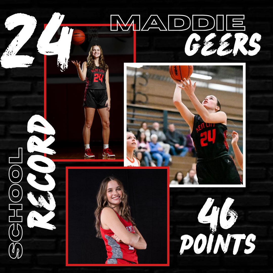 Friday night Maddie Geers made history scoring 46 points in our overtime win over Grant, tying the school record for most points ever scored in a game. She had a field goal percentage of 73.7% and also had 12 rebounds!