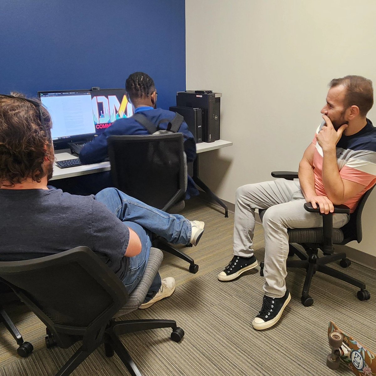 MSUTXMassComm's tweet photo. Hunter Doughty, Marcus Morris and Cecil Witherspoon begin their work on “Wichita Falls: A Digital City Symphony,” with mentor Jonathon Quam.

#MSUTexasMassComm https://t.co/6WVRMnaUXY