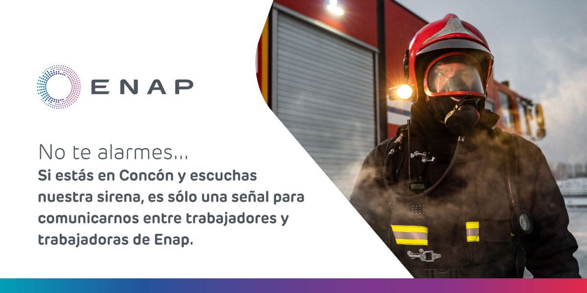 Enap_Informa's tweet image. Recordamos que todos los lunes a las 10:00 am, suena una sirena desde nuestra planta, esto como parte de nuestro protocolo de seguridad.

El sonido de la sirena es solo una señal para nuestros trabajadores y trabajadoras, tú no debes preocuparte.