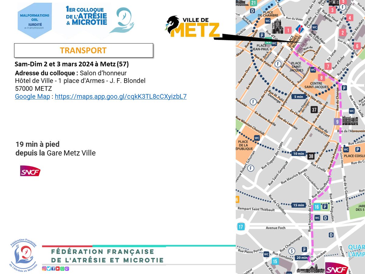 Salon d'honneur de la <a href="/villedeMetz/">Ville de Metz</a>
inscription au Colloque : urlz.fr/pjYi #Atrésie #Microtie 1er colloque à #Metz 57 Le Sam 2 mars 2024 de 8h30 - 18h #malformationOreille #ORL