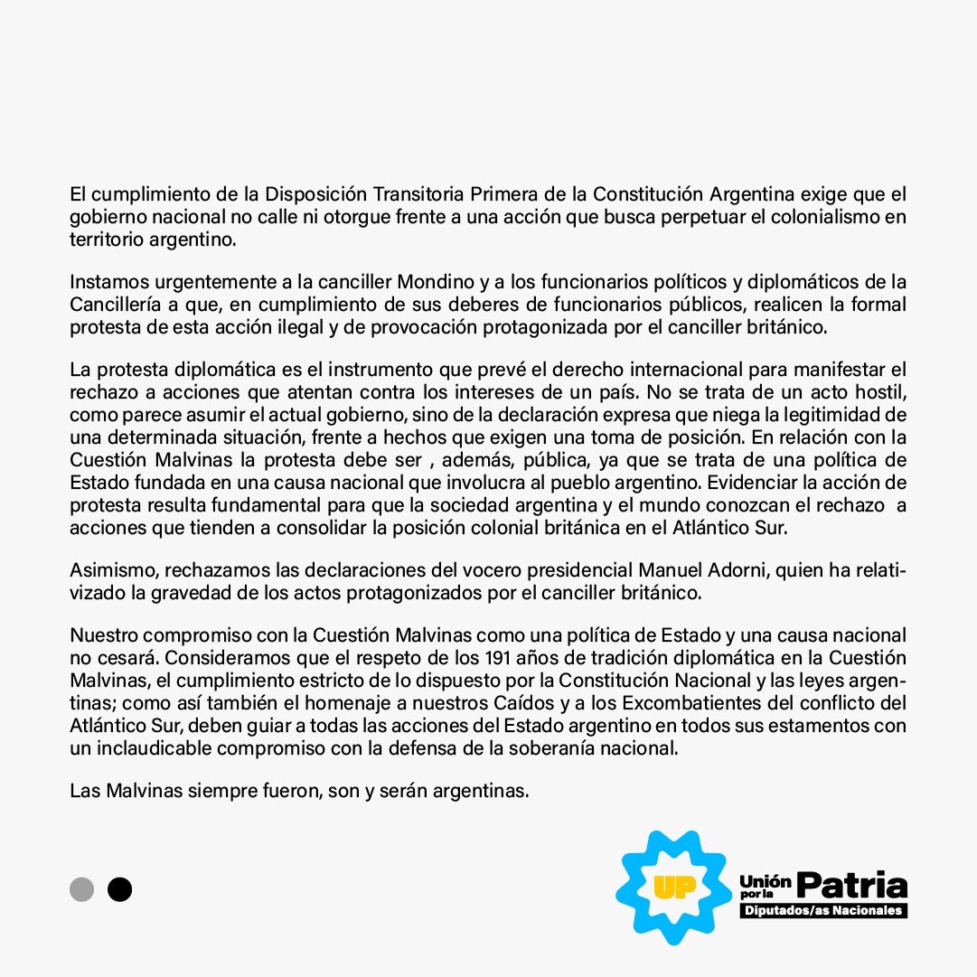 📄 #COMUNICADO • No callamos, no otorgamos, las Malvinas son argentinas 🇦🇷