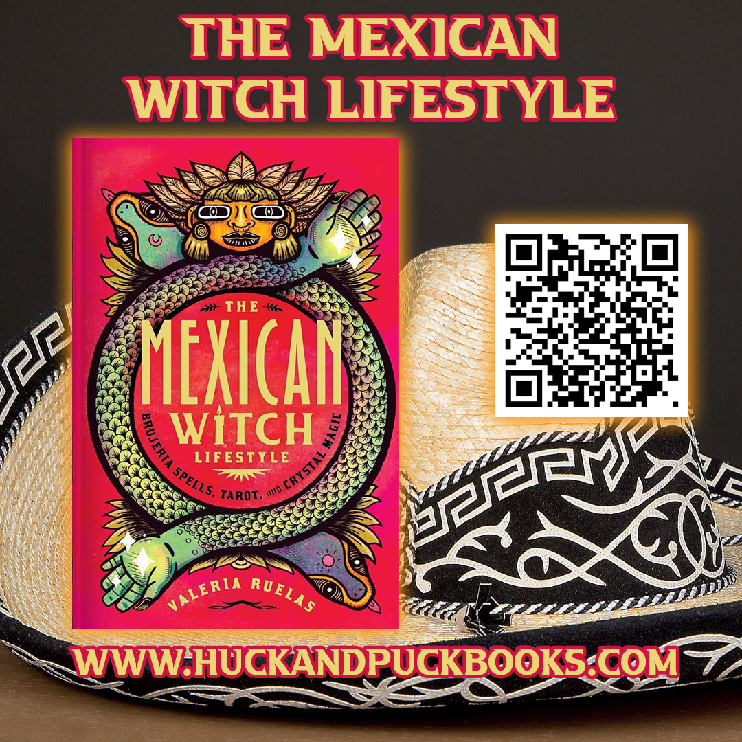 The Mexican Witch Lifestyle by Valeria Ruelas huckandpuckbooks.com/product-page/1… Discover the vibrant culture of brujeria and embrace your own inner witch with this guide to spellcasting, spirit worship, tarot, crystals, and all the other elements of this increasingly popular lifestyle