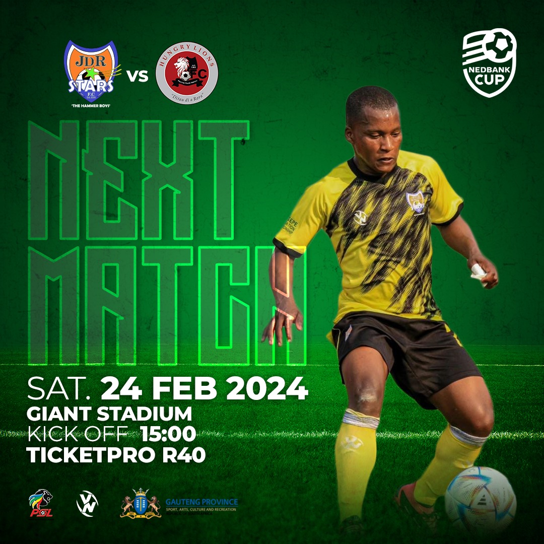jdrstarz's tweet photo. 📢 NEXT MATCH!!!
🏆#NEDBANK CUP
⚽️  Vs. Hungry Lions
🗓Sat, 24 February 2024, 15:00
🏟Giant Stadium
Tickets: R40 Ticketpro
#Nedbank Last 32# Hammerboys🛠
#youngandbrave💙💛 https://t.co/zmAzbHFt6J