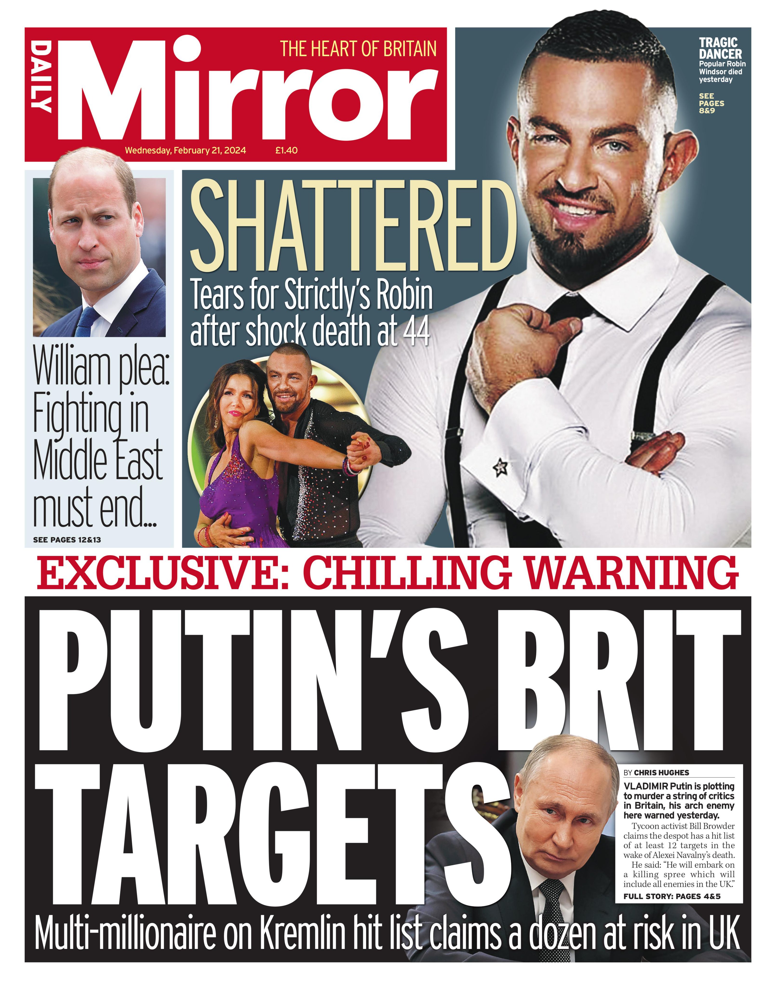 Daily Mirror's front page 