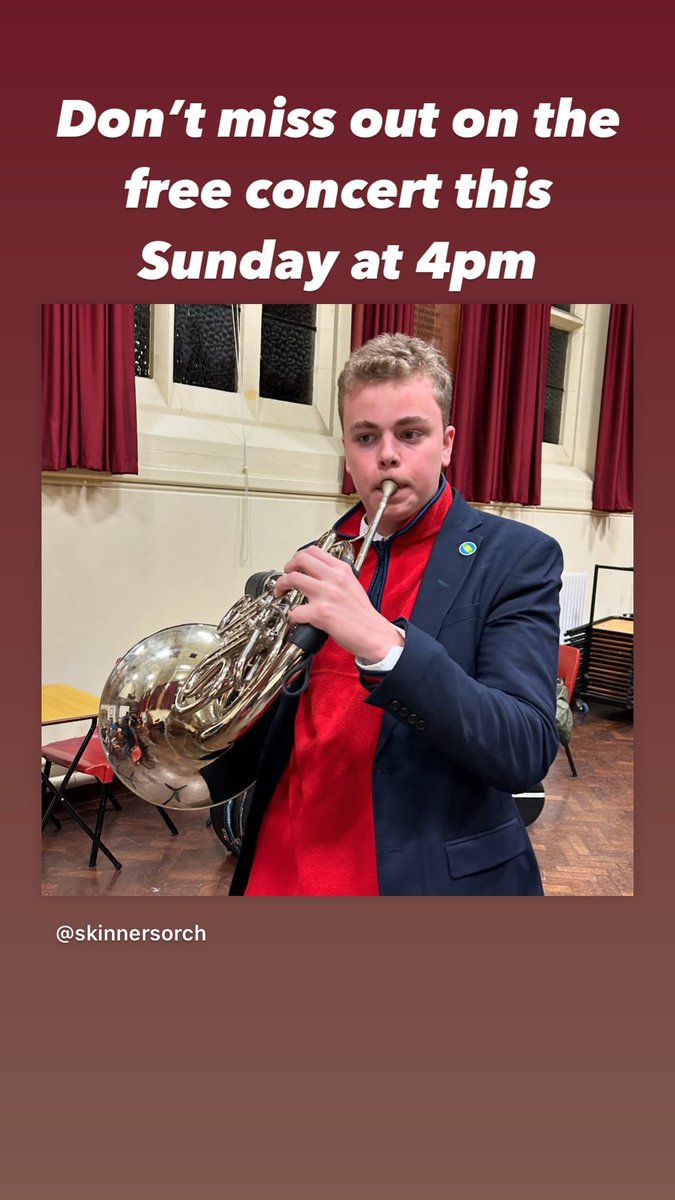 SkinnersOrch's tweet photo. A great rehearsal with our soloist Will from @thejuddschool tonight. Don’t miss our concert on Sunday 4pm for #free https://t.co/Fc6Ztuw9nE