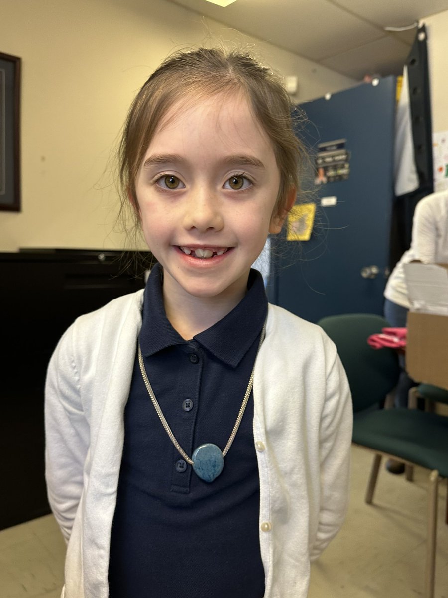 Sporting her school colours today!