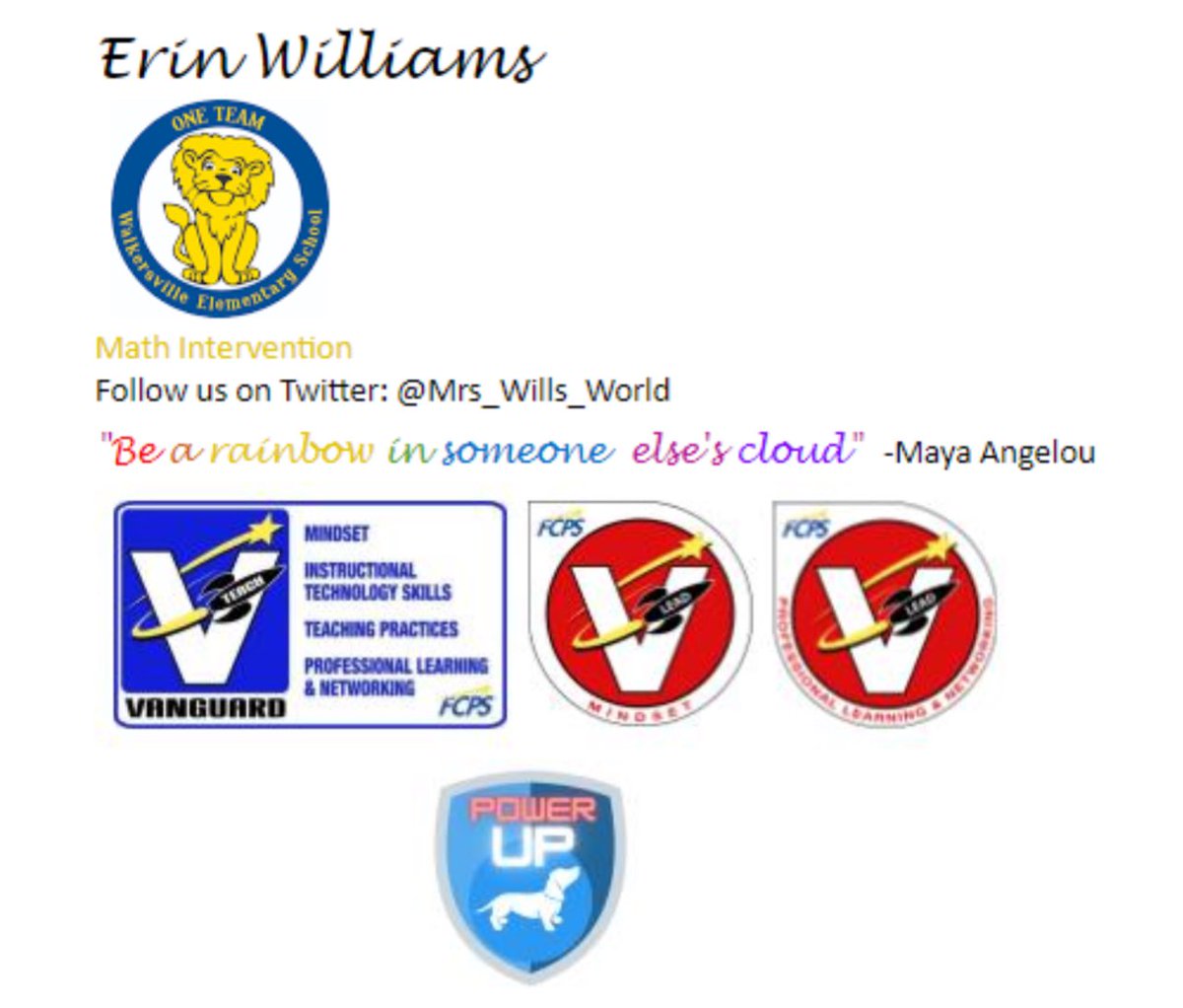 ⭐️Proudly adding 2 new accessories to my email signature these days!⭐️
✨💜Thank you so much #FCPSVanguard for continuously supporting my journey💜✨
#OneTeamWES