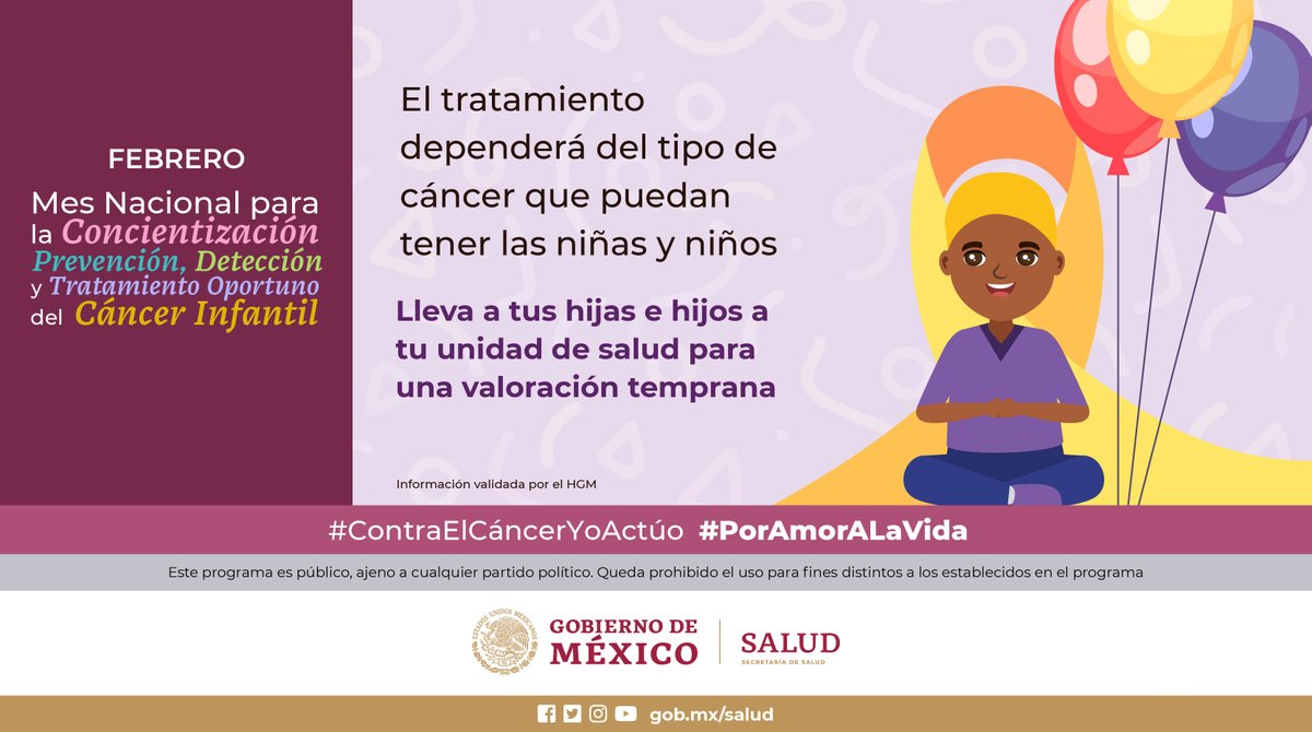 Mes Nacional para la Concientización, Prevención, Detección y Tratamiento Oportuno del #CáncerInfantil🎗

Recuerda que los tratamientos en fases tempranas pueden resultar ser muy eficaces.

Conoce más en ➡ bit.ly/3DsJuSE

#ContraElCáncerYoActúo #PorAmorALaVida