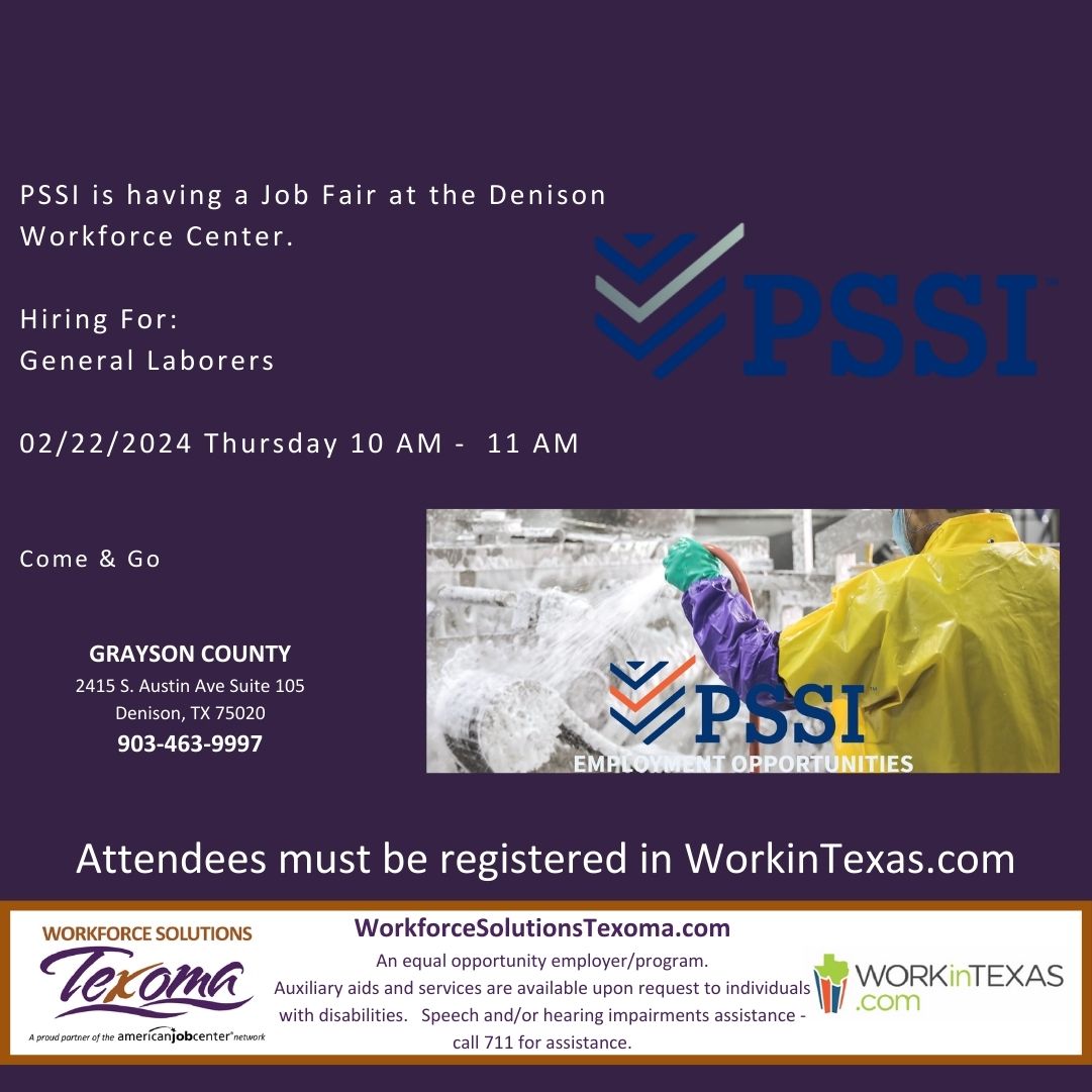 22-Feb, Thursday
Packers Sanitation Services INC (PSSI)
Hiring Event
10 am - 11 am
General Laborers