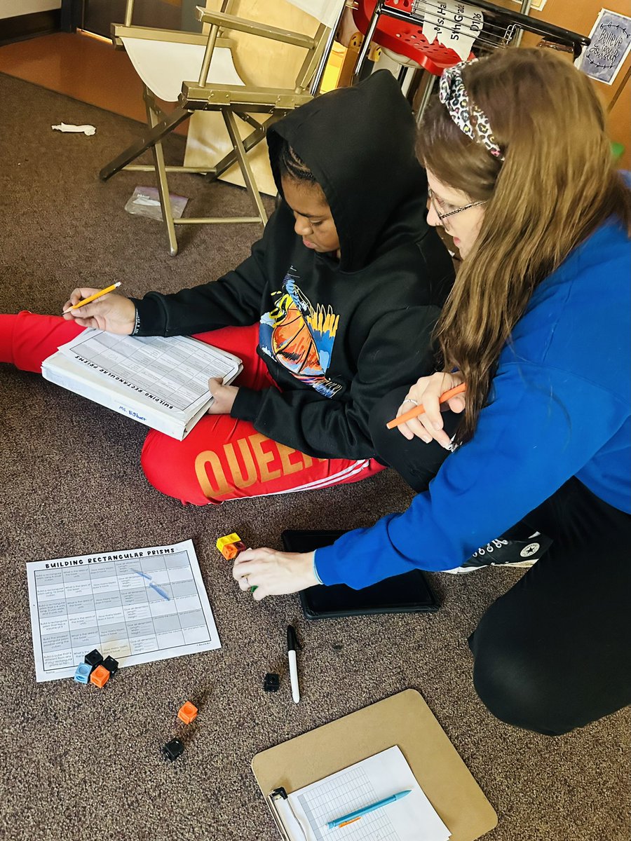 Today #TrustyHuskies were working on finding the volume of prisms when I walked into #CPSbest Ms. Hall’s class. Students were able to tell me the process of finding the volume, as well as other notable facts about prisms. Just as important though, students were having FUN!