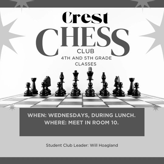 Who’s ready for Chess Club? @CrestCoyotes @CajonValleyUSD @ClaudiaLeonCRE1