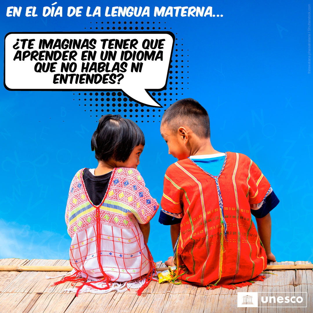ONU_es's tweet photo. El 40% de las niñas y los niñas no reciben educación en su lengua materna.

Esto dificulta enormemente su aprendizaje.

En el #DíaDeLaLenguaMaterna, ¡reclamemos el derecho a estudiar en una lengua que hablamos y entendemos!

via @UNESCO_es https://t.co/R7VdXdmJ88