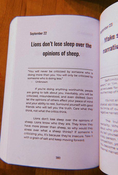 Lions don’t lose sleep over the opinions of sheep. #DailyWisdom from @BallisPsych