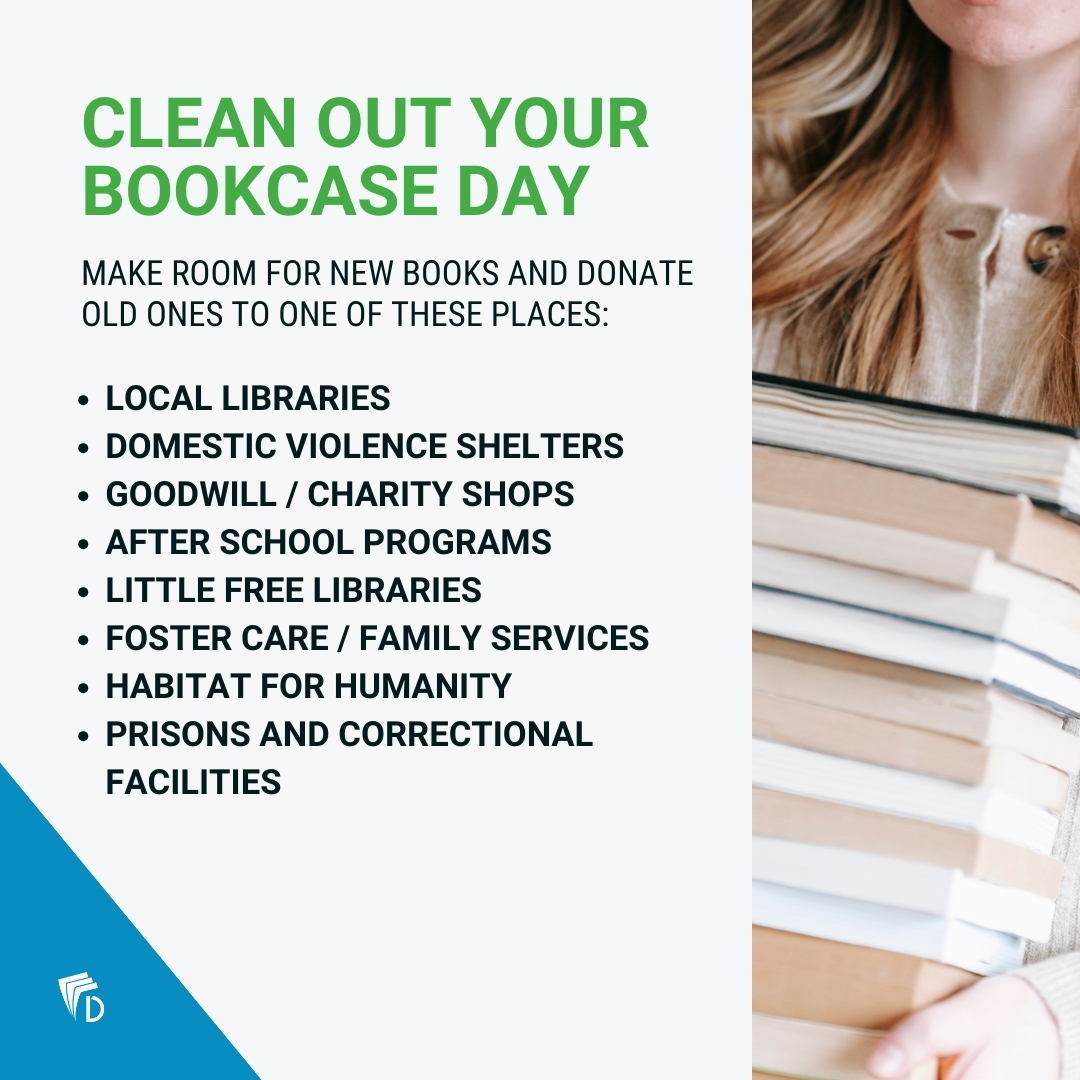 It's out with the old and in with the new! Where do you like to donate your old books? 📚 #cleanoutyourbookcaseday #bookdonations #donatebooks #littlefreelibrary #library #springcleaning #indiepublishing