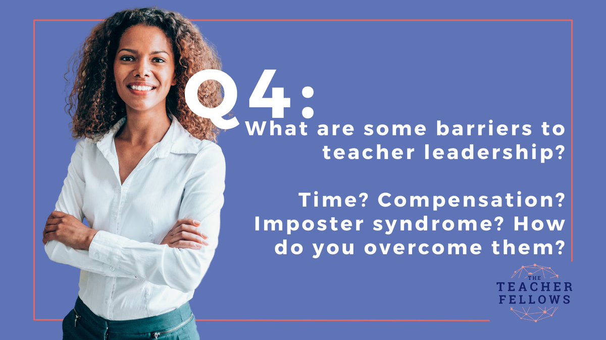 HSG_UT's tweet photo. Question 4: What are some barriers to teacher leadership? 

Time? Compensation? Imposter syndrome? How do you overcome them? #utedchat https://t.co/dpBlbadfhI
