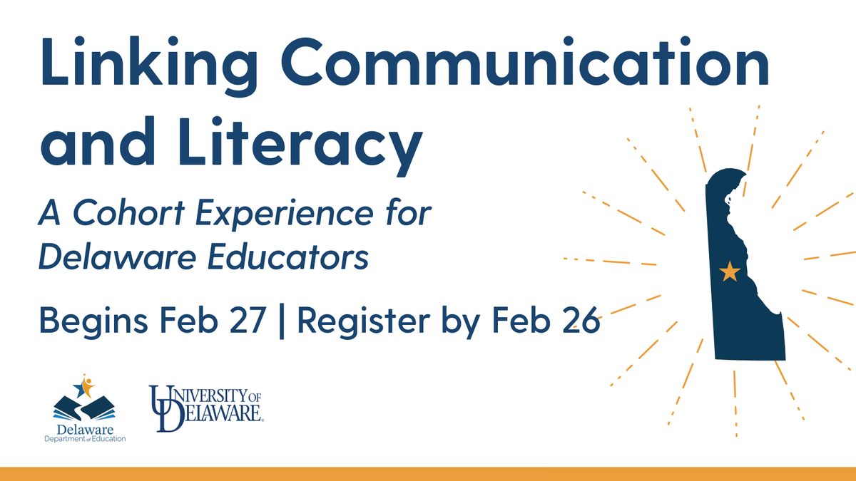 Delaware educators: This cohort of monthly sessions will cover how to use communication and literacy supports to improve the educational outcomes of students with extensive support needs. Learn more at cds.udel.edu/LiteracyLink