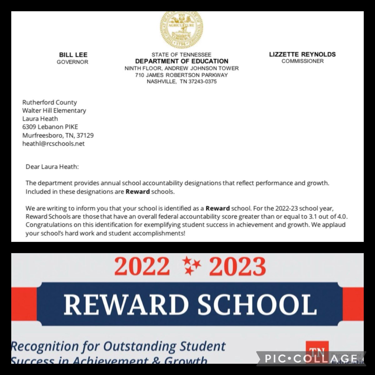 Super proud of our faculty and students for earning Reward School status! Well deserved for their hard work and dedication! 💚🐝💛@LWH_Heath @BrentBogan