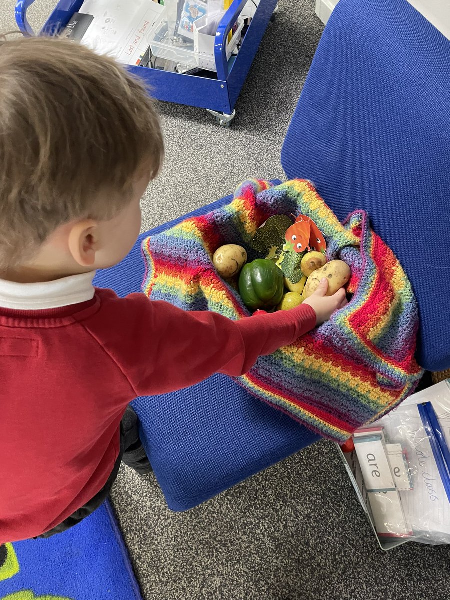 receptionbwp's tweet photo. 🥔🫑🥕🥦🧅🍐 Phew! All the veggies are now safe. We will be sure to keep an eye out for Evil Pea and his friends stricking again. #aweandwonder #weareburleywoodhead #collaborativeme https://t.co/Dz212xoIPC