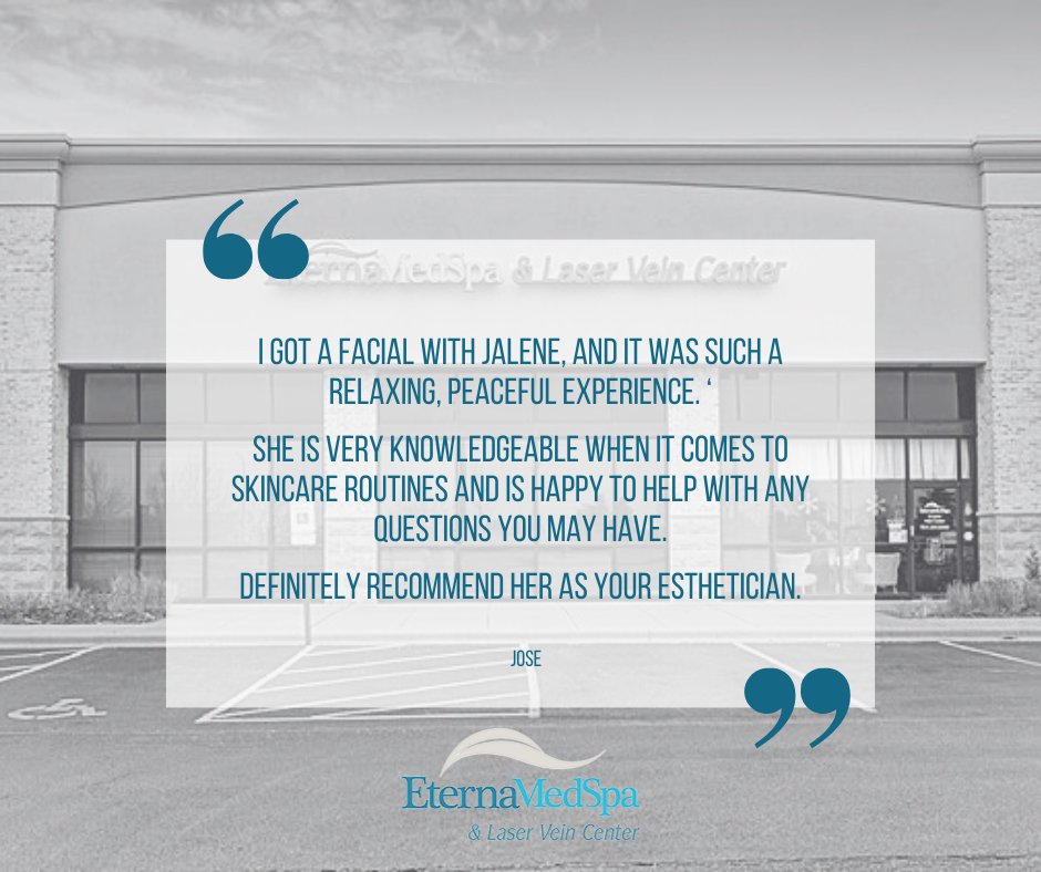 EternaMedSpa's tweet photo. Thank you for your review, Jose. We're so happy you enjoyed your facial and hope to see you again soon! #TestimonialTuesday https://t.co/WNKot8GE98