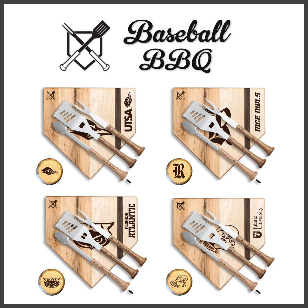 d1baseball's tweet photo. The American [AAC] Baseball (and Grilling) season is back in action!

@UTSABSB, @RiceBaseball, @GreenWaveBSB, &amp; @FAUBaseball Fans 👉 Check out @BaseballBBQ for officially licensed grilling tools &amp; cutting boards! #D1Partners

🔗 https://t.co/mzAeD5T0HM https://t.co/7ChUxrPnUb