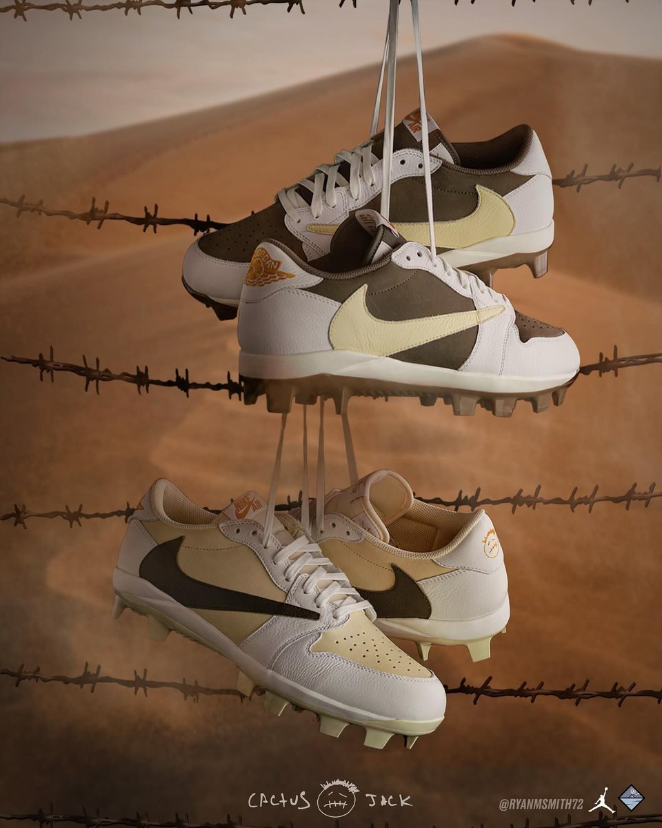 Travis Scott x AJ1 Low baseball cleats made for the Cactus Jack HBCU  classic