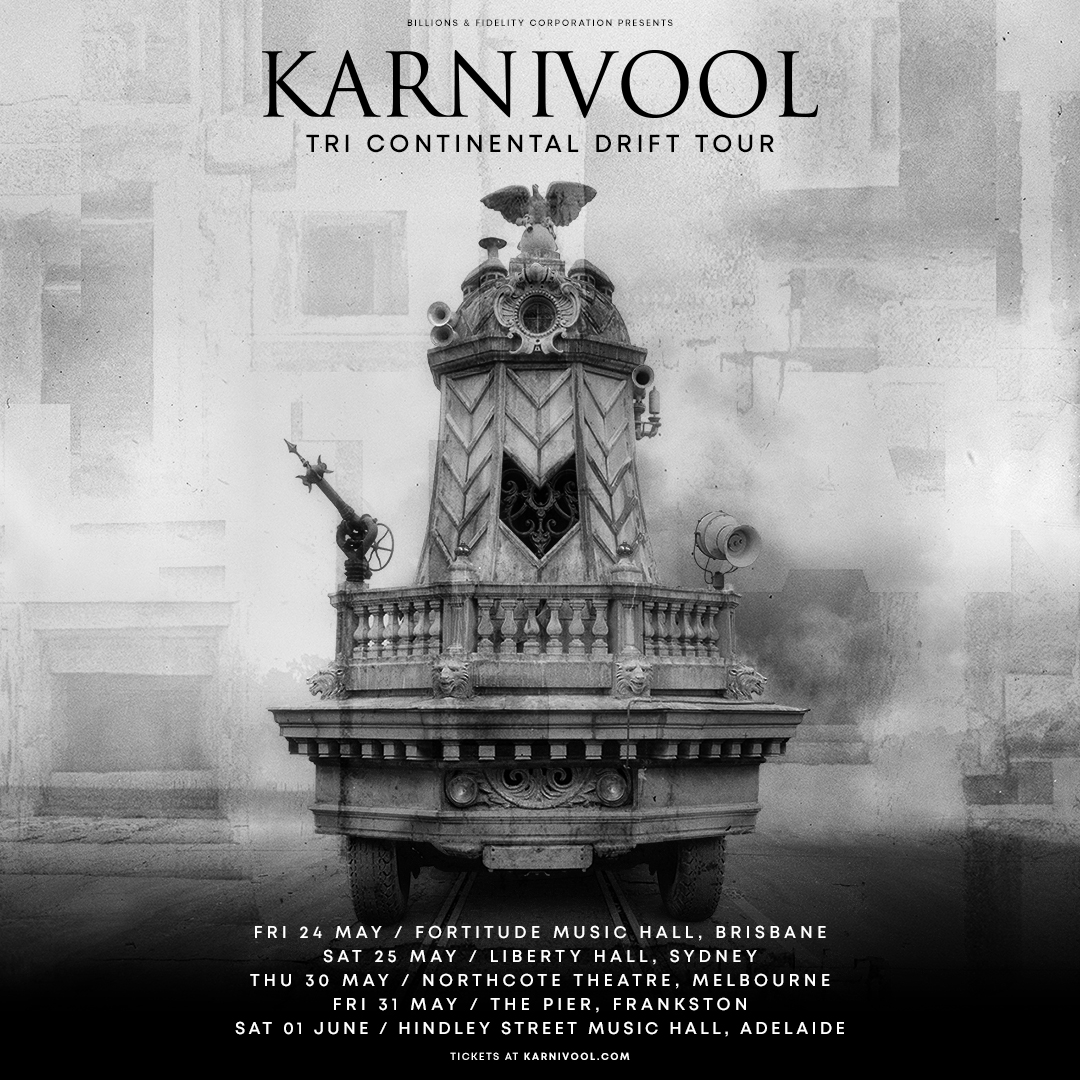 Australia, it’s about time! The Tri Continental Drift Tour is coming to you this May/June... Tickets on sale Thursday 22 Feb 9am AEDT at karnivool.com