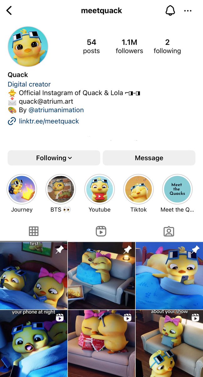 Quack and his iconic Nouns glasses just got past 1M followers on Instagram. Bella Hadid liked half the posts. Friends have sent me reels without knowing anything about NFTs. Congratulations to the team behind the page @AtriumNft 🐥🐥