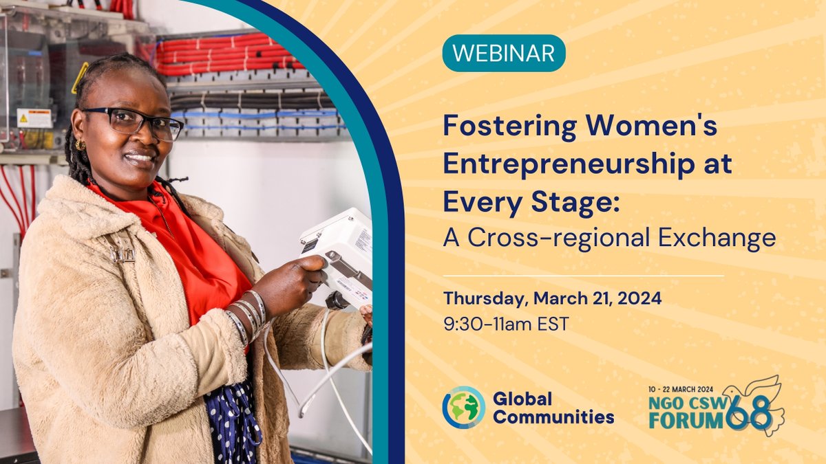 📆 Mark your calendars for 3/21! Join our virtual #CSW68 Forum parallel event, “Fostering Women’s Entrepreneurship at Every Stage.” Presenters will share how key stakeholders support women's #entrepreneurship at various phases of their journey. Register: bit.ly/GCCSW68event