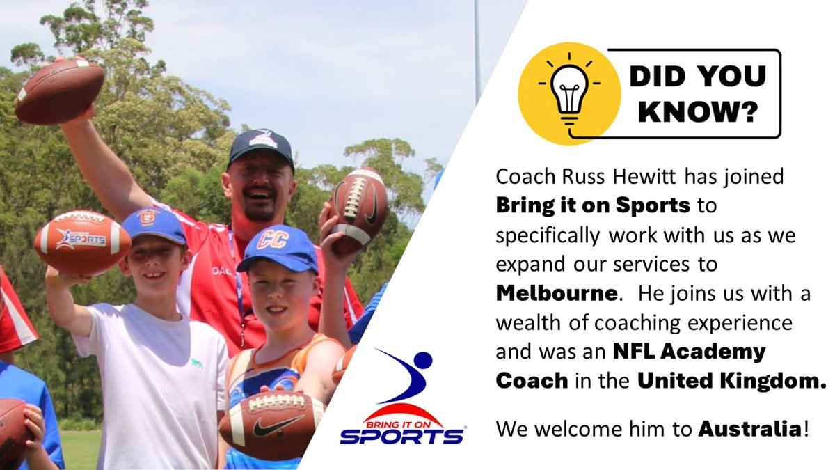Bring it on Sports (@bringitonsports) on Twitter photo DID YOU KNOW? 🤔😀
To learn more about our offering to Melbourne go to: bringitonsports.com.au/services/schoo…
#bringitonsports #schoolsports #coaching #bringiton #melbourne #victoria #welcome #coachruss
<a href="/Coach_Hewitt/">Russell Hewitt</a> DID YOU KNOW? 🤔😀
To learn more about our offering to Melbourne go to: bringitonsports.com.au/services/schoo…
#bringitonsports #schoolsports #coaching #bringiton #melbourne #victoria #welcome #coachruss
<a href="/Coach_Hewitt/">Russell Hewitt</a>