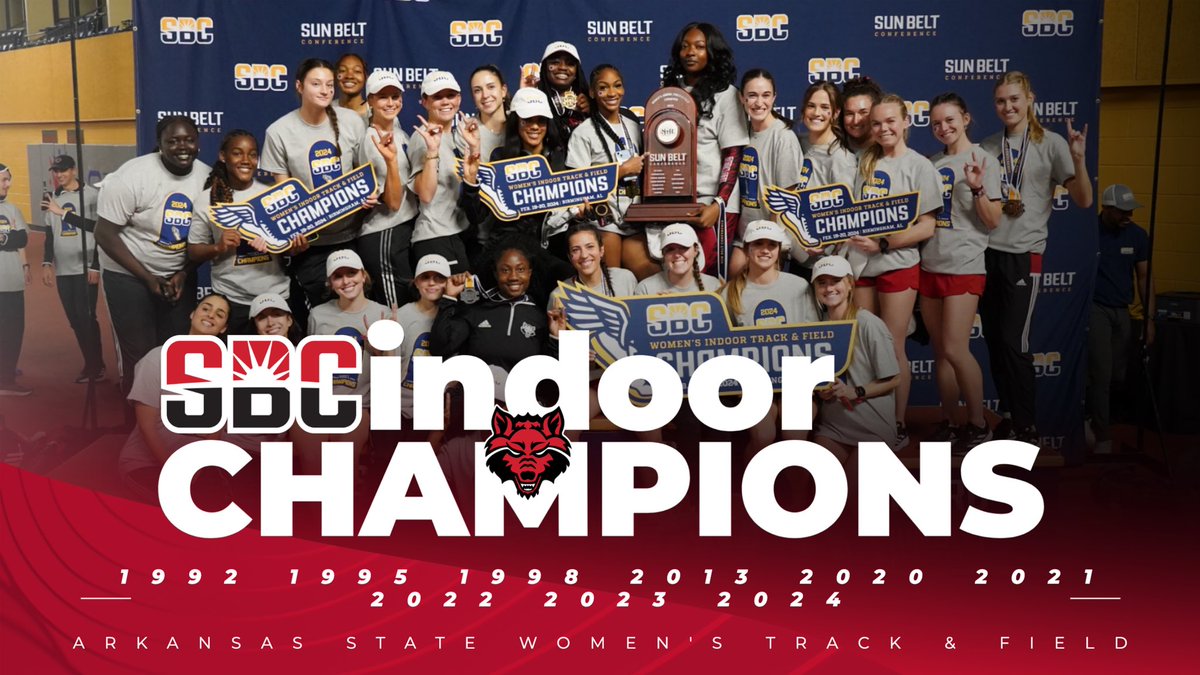 Women’s indoor 🏆 number 9️⃣ is coming home! 

#WolvesUp | #SunBeltTF