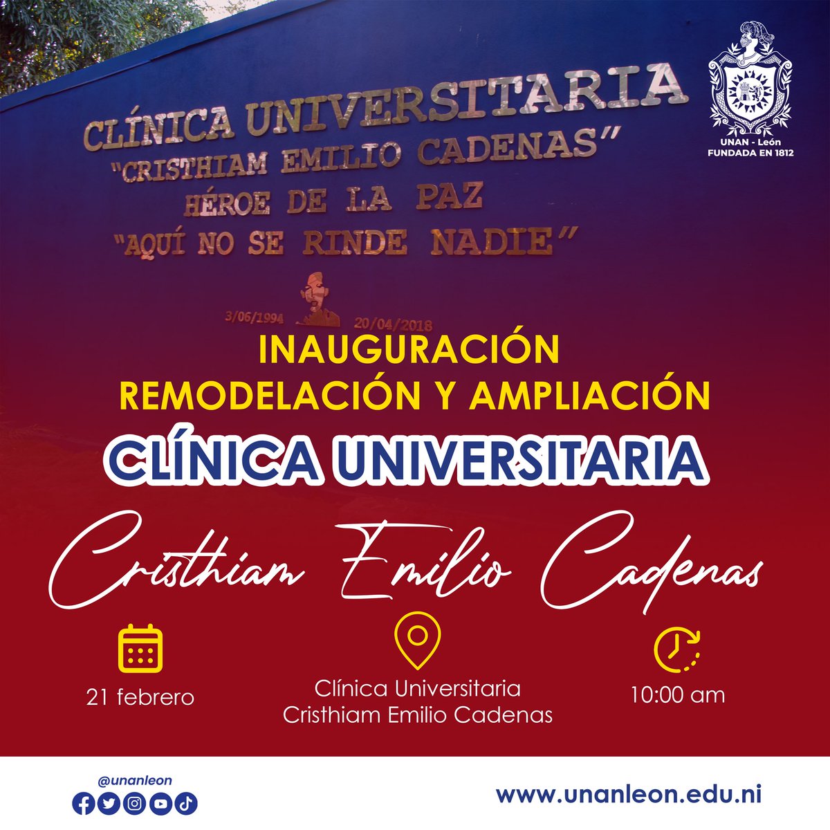 Inauguración de Remodelación y Ampliación de la Clínica Universitaria “Cristhiam Emilio Cadenas”
#90SandinoSiempreMásAllá