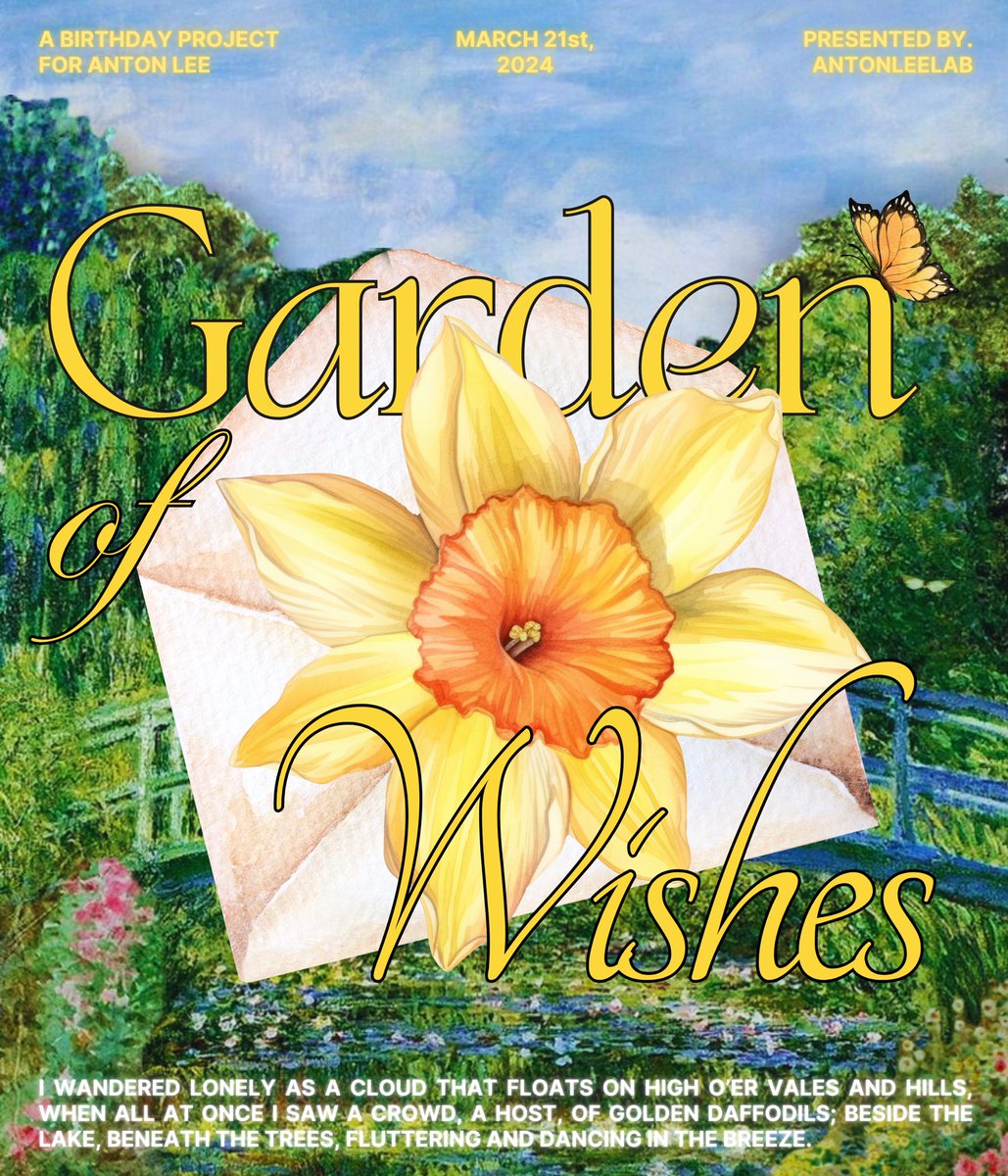 ANTONLEELAB's tweet image. 💌 GARDEN OF WISHES 💐

— Anton 20th Birthday Project,
     Presented by Anton Lab.

🗓️: 21 Mar
🕛: 12AM &amp;amp; 3:21PM KST
#️⃣: LEEtterForANTON
📮: bit.ly/LEEtterForANTON

TEENYs, join our event by creating your Not So Love Letter for #ANTON. More details below.

#앤톤 #RIIZE #라이즈