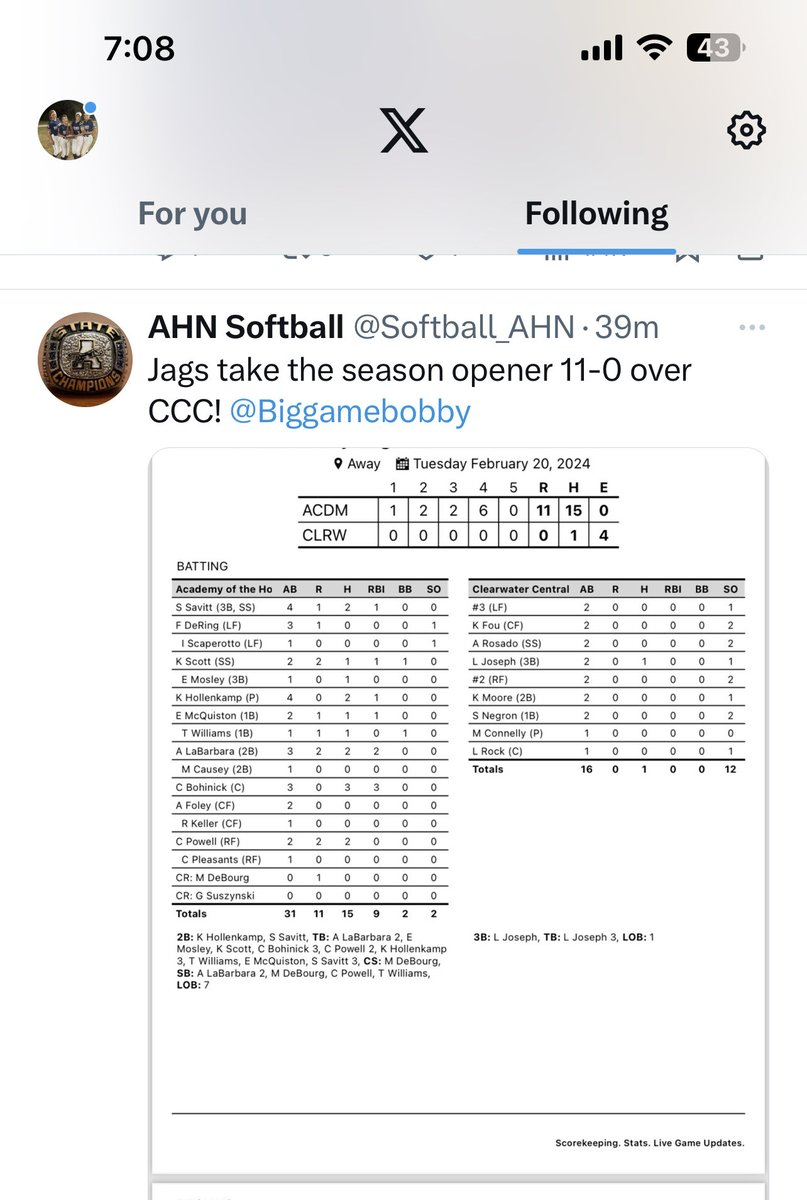 Great start to the season!! Let’s go Jags!💪🥎🐆