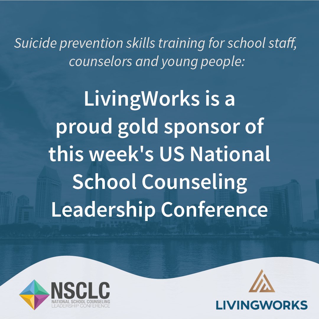 Living_Works's tweet photo. We're proud to sponsor this week's #NSCLC2024 in San Diego and to partner with schools across the country to deliver world leading #SuicideFirstAid training incl #LivingWorksASIST & #safeTALK - learn more on our website or come say hi at the conference! https://t.co/DLlqhSFPcr https://t.co/XnGDe8pudP