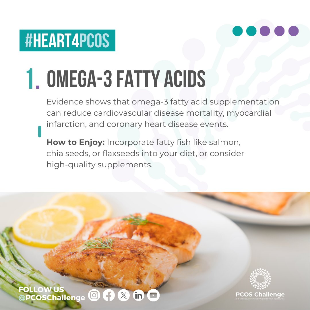 pcoschallenge's tweet photo. 3 micronutrients for a #PCOS and #hearthealth friendly diet. Research with 883K+ participants shows they reduce CVD risks.

Follow @pcoschallenge &amp; @PCOSGurl for evidence-based information about PCOS &amp; #CVD this #heartmonth. #Heart4PCOS https://t.co/VVbdkih4S8