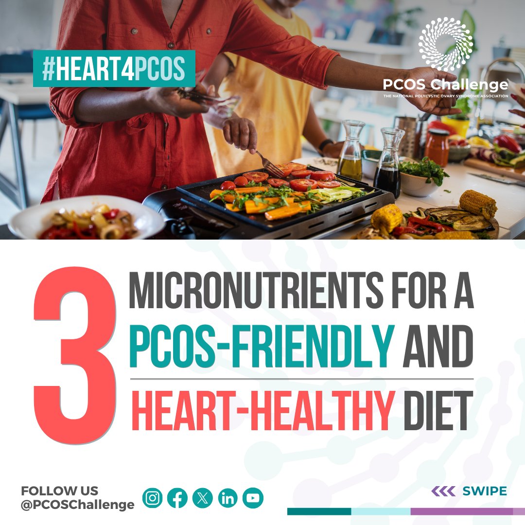 pcoschallenge's tweet photo. 3 micronutrients for a #PCOS and #hearthealth friendly diet. Research with 883K+ participants shows they reduce CVD risks.

Follow @pcoschallenge &amp; @PCOSGurl for evidence-based information about PCOS &amp; #CVD this #heartmonth. #Heart4PCOS https://t.co/VVbdkih4S8