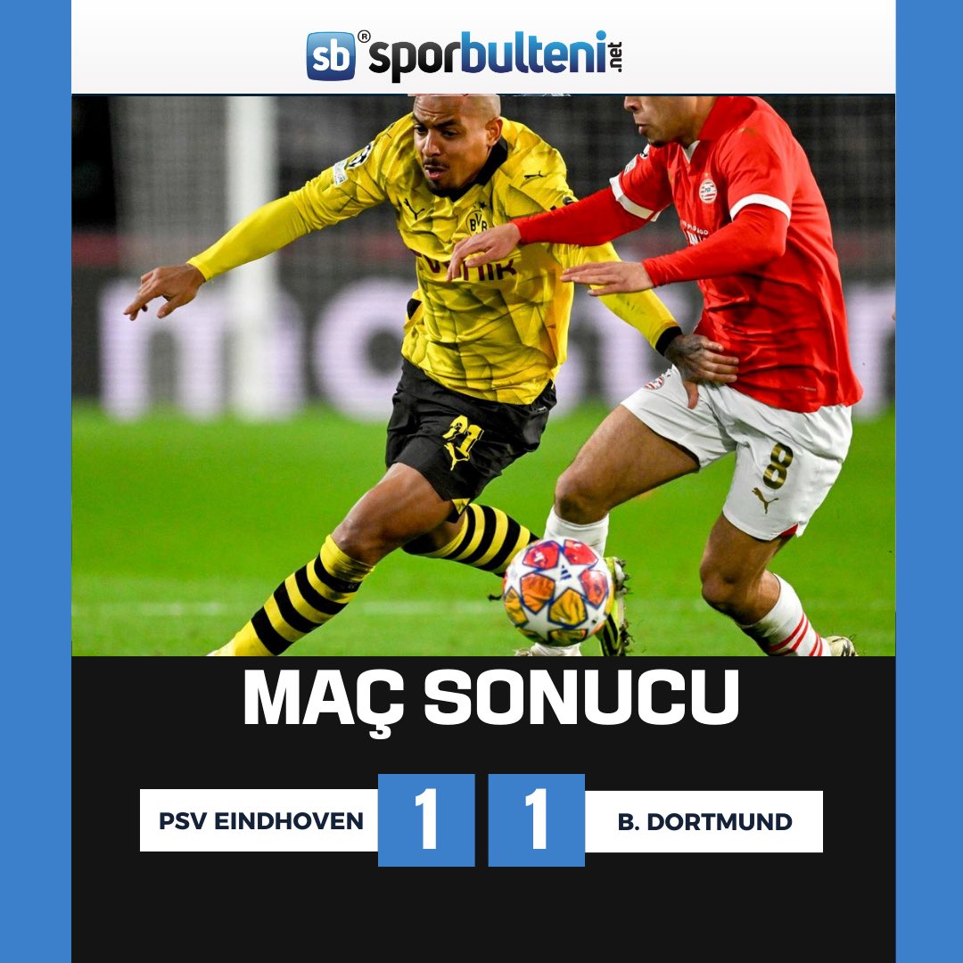 #ChampionsLeague’de Gecenin Sonuçları;

#İnter 1-0 #AtleticoMadrid
#PSVEindhoven 1-1 #BorussiaDortmund