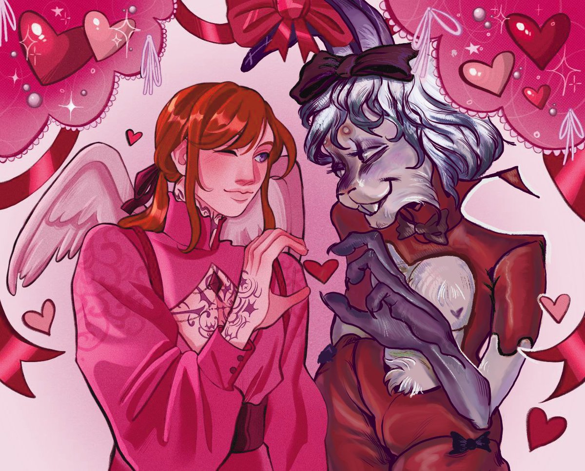 Murrmoray's tweet photo. My mini-collab for a Valentine Day. Right side - my #oc Atapierrot, sea bunny https://t.co/AounHeaP3a