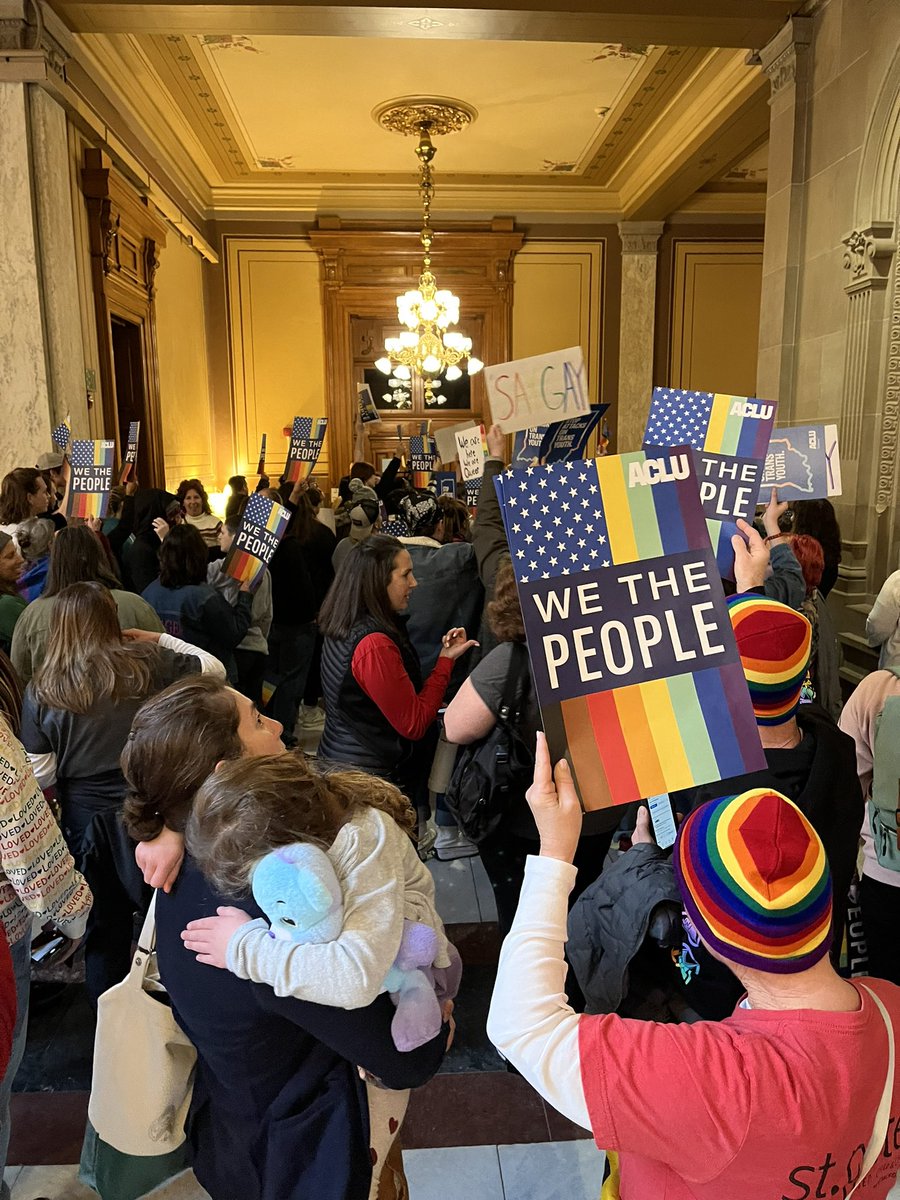 One year ago today, hundreds of Hoosiers packed the Statehouse with us to loudly and proudly show our support for Indiana’s LGBTQ+ community. 🏳️‍🌈🏳️‍⚧️ LGBTQ+ Hoosiers belong in Indiana — no matter what politicians say or do.