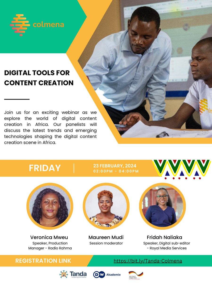 Welcome to our continuous webinar series on Digital tools for content creation this Friday 23rd Feb as we delve deep into available digital assets and their importance in content creation. Use the link below to register it.ly/Tanda-Colmena #CommunityNetworks