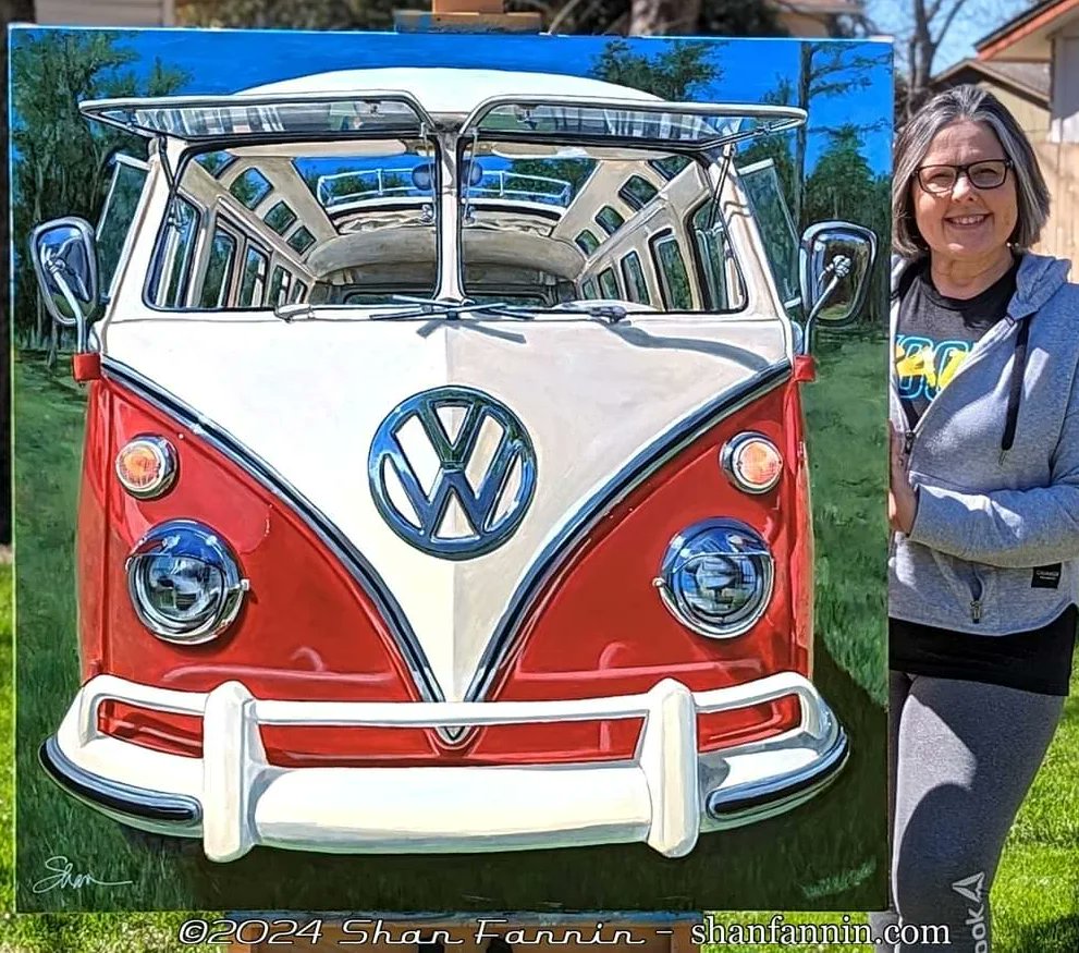 shanfannin's tweet photo. New Painting: Volkswagen Samba/Kombi Bus - Sealing Wax Red", 48"x48", acrylic on canvas by Shan Fannin. https://t.co/zAj7hYHJx4
