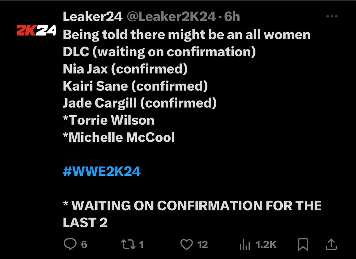 WWE2KDebunker's tweet photo. Nia Jax as DLC 😂 come back to this tweet when this DLC pack is wrong. https://t.co/eZtSQz8MzV