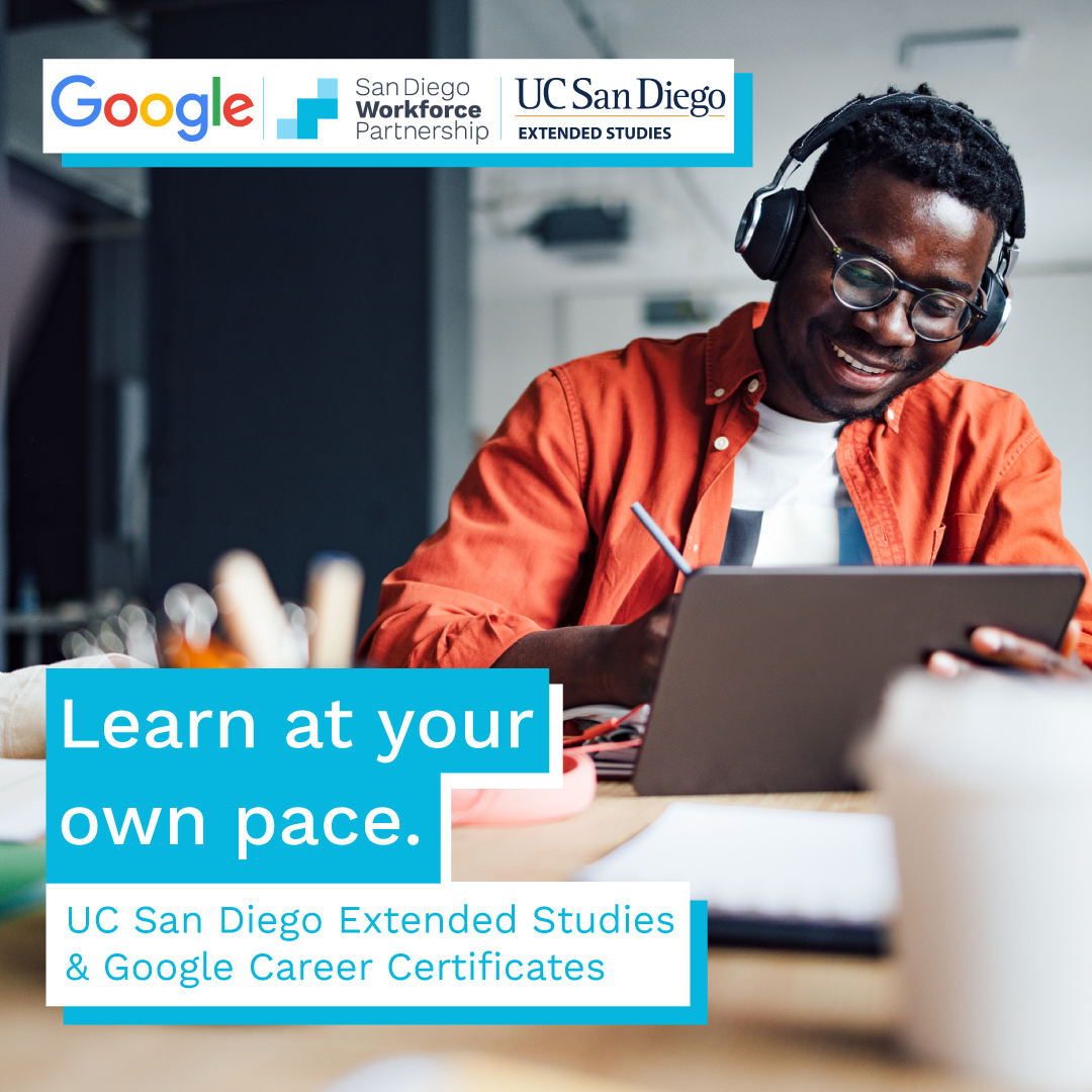 The @UCSDExtStudies & @Google Career Certificates program is here! 🎉 This self-paced program is designed to prepare you for in-demand tech jobs. Ready to expand your tech knowledge base and upskill to the next level in your career pathway? bit.ly/googlecerts24