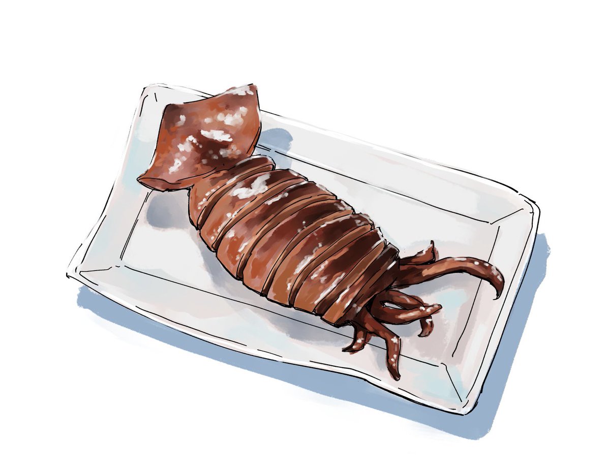 「イカ焼き描いた食べたい物描いて消化する… 」|岩井トーキのイラスト