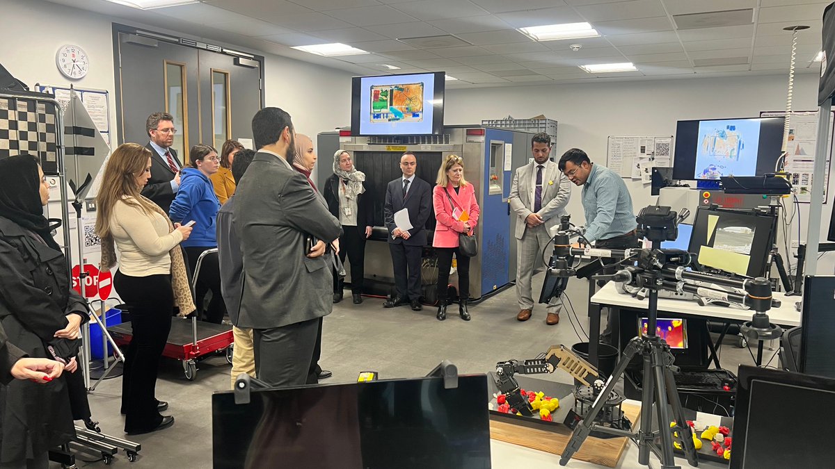TobyBreckon's tweet photo. Wonderful to host delegation from Saudi Electronic University, Imam University, Um Al-Qura University, PNU, University of Jeddah, @BritishCouncil + @SaudiEmbassyUK in @VIViD_Durham  Perception Systems Lab @comp_sci_durham today. Thanks to hosts @BKShalon @yonafalinie @GhadaOsaimi https://t.co/PfeyaQSxki