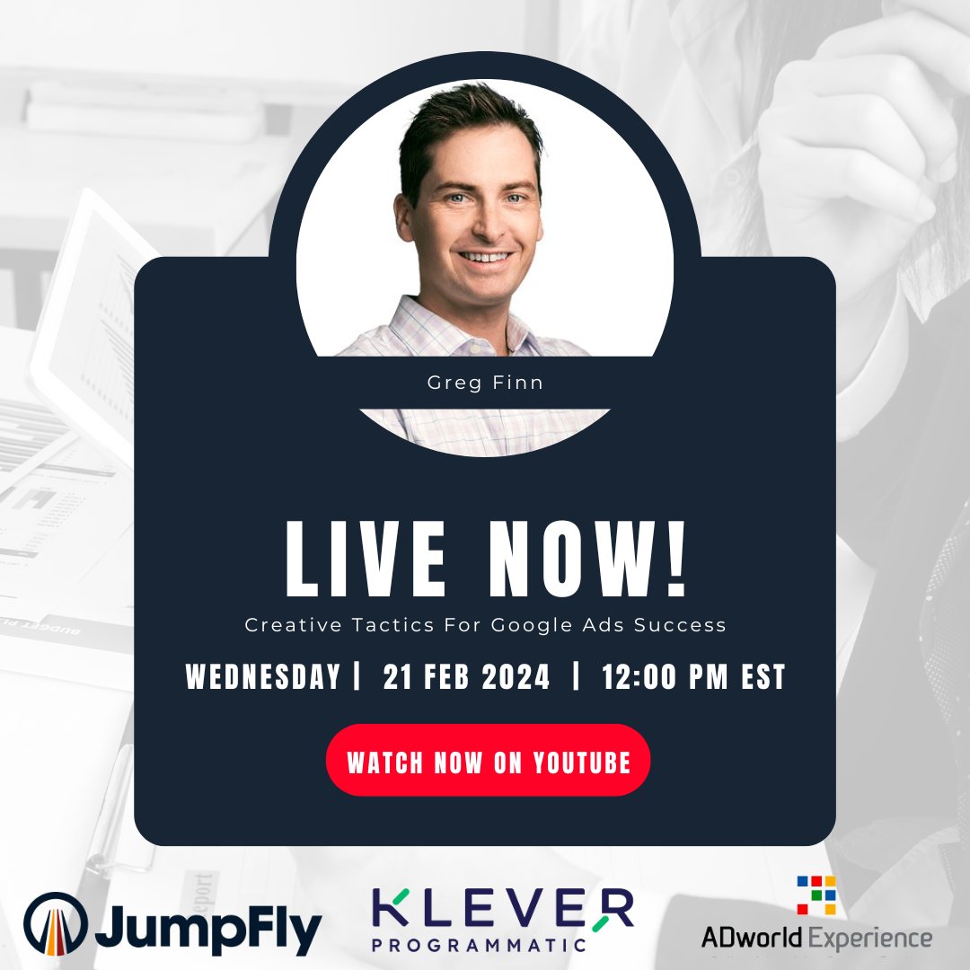 We Are Live: youtube.com/watch?v=6WapT5… Sponsored By: @JumpFly, @WeAreKlever, @adwexp #ppcchat #googleads #paidmedia #digitalmarketing