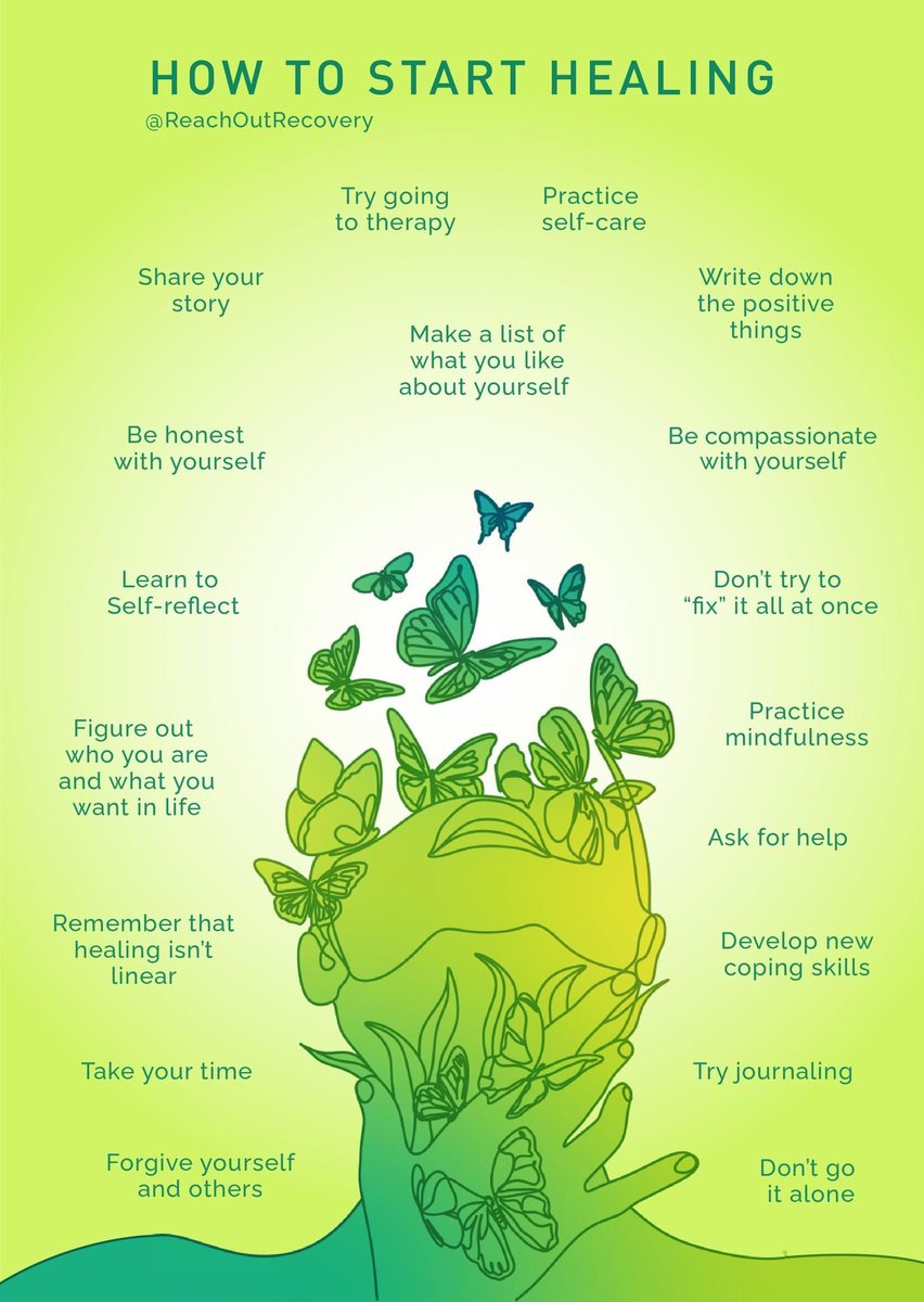 The road to recovery is a journey of healing. We loved these suggestions on how to #StartToHeal Thanks to @ReachOutRecovery for sharing them. Which will you choose today?  #RecoveryIsPossible #Rehab #CrossroadCentreAntigua #StartYourJourney