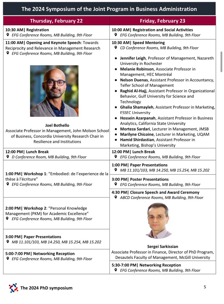Ghalia Shamayleh (@ghaliashamayleh) on Twitter photo I just received the schedule for the 2024 Symposium of the Joint #PhD Program in Business Admin hosted this year by <a href="/jmsbconcordia/">John Molson School of Business</a> 
Excited & honored to be participating at Friday’s speed mentoring event! I look forward to connecting with those who attend. 
#AcademicChatter I just received the schedule for the 2024 Symposium of the Joint #PhD Program in Business Admin hosted this year by <a href="/jmsbconcordia/">John Molson School of Business</a> 
Excited & honored to be participating at Friday’s speed mentoring event! I look forward to connecting with those who attend. 
#AcademicChatter
