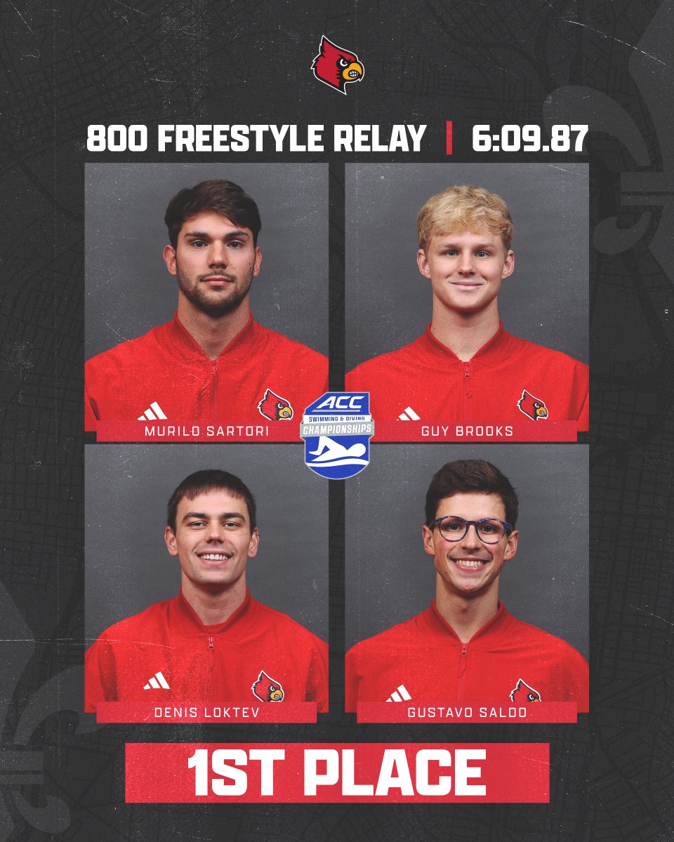 WHAT. A. RACE.

Murilo Sartori, Guy Brooks, Denis Loktev, and Gustavo Saldo combine for the second-fastest time in school history to win an ACC title in the 800 free relay!

#GoCards